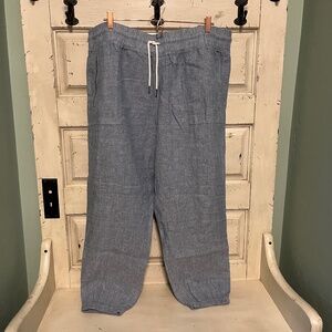 Athleta Cabo Linen Jogger Chambray Blue Size 22